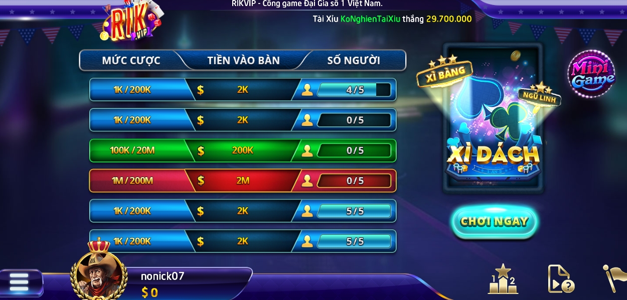 Play Rikvip Xì dách khẳng định đẳng cấp vượt trội